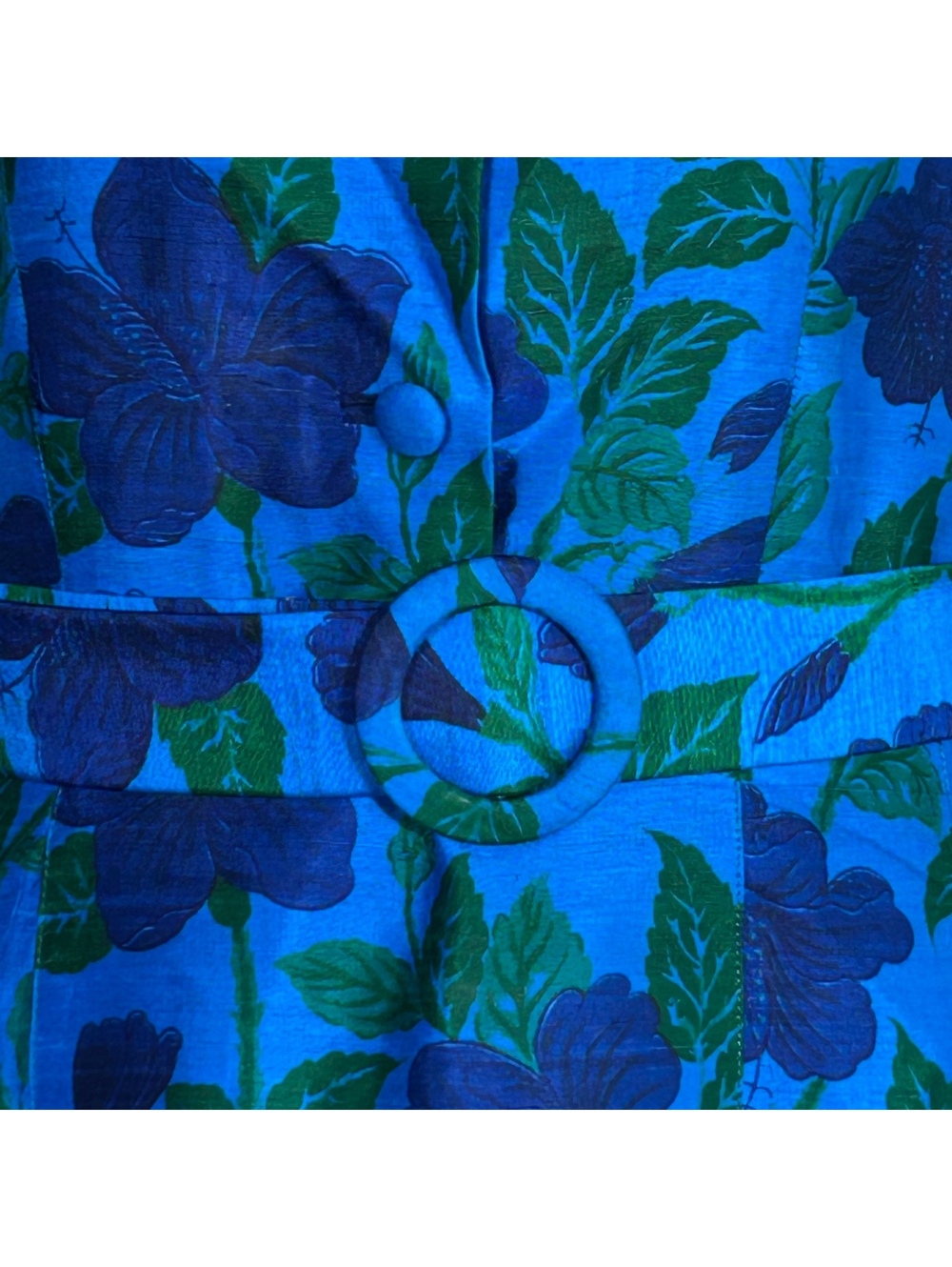 Vintage 70s Retro Silk Long Sleeve Belted Shirt Dress Blue Floral Midi S/M Mod - Picture 5 of 10